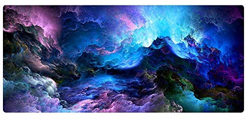 SUAVER Gaming Mauspad (900 x 400 x 2 mm) extended mousepad Office Tischunterlage groß mit gel Rubber,XXL Mousepad Rutschfeste Gummi Boden mit Genähte Kanten (Farbe wolke)