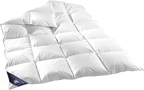 Welt-der-Träume - Piumone di Alta qualità (90% Piumino), Trapuntato, Duvet, 4 x 6 cassetti, Anallergico (135x200-155x200-155x220-200x200-200x220 cm), 100% Cotone, Bianco, 200 x 200 cm