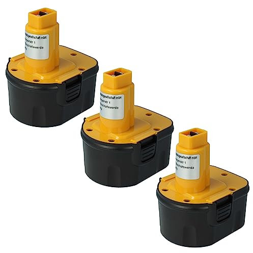 vhbw 3x Battery Replacement for Dewalt DC9071 for Electric Power Tools (2000mAh NiMH 12V)