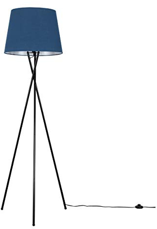 MiniSun | Modern Gloss Black Metal Floor Lamp with a Navy Blue Tapered Shade | Floor Lamps & Torchieres, Home Décor & Improvement Essential | Includes 6W LED Bulb [3000K Warm White]