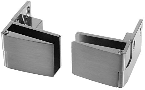 Glastür Scharnier (Paar) Klemmbereich 4-7mm in 2 Oberflächen zum auswählen Edelstahl Optik oder Chrom (Edelstahl - Optik)