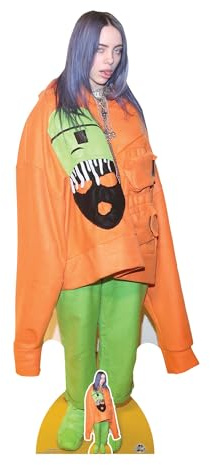 Star Cutouts CS814 Billie Eilish Tongue Out Lifesize Cardboard Cutout with Free Mini Table Top Standee Height 163cm, Multicolour