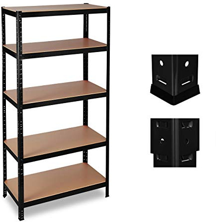 Relaxdays Schwerlastregal, 5 Ebenen, Traglast 1325 kg, Steckregal Keller, Garage, HBT 180x90x60cm, Metall/MDF, schwarz
