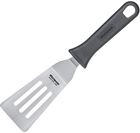 Westmark Profi-Wender/Grill-Spachtel, Gewinkelt, Flexibel, Geschlitzt, Klingenmaß: 6 x 10,5 cm, Länge: 27,5 cm, Rostfreier Edelstahl/Kunststoff, Master Line, Schwarz/Silber, 13342270