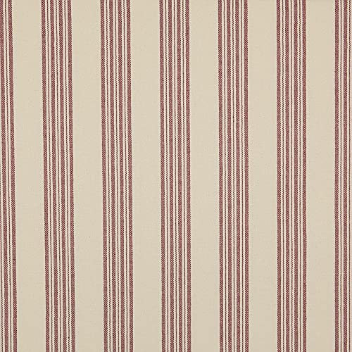 Kt KILOtela - Canvas-Stoff, Half Panama, gefärbt, aus Baumwolle und recycelten Fasern, Länge 100 cm, Breite 280 cm, Streifen 3,8 cm, Granatrot, Ecru 1 Meter