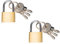 Invero Pack of 2 Security Brass Padlocks 20mm with 2 Keys - Heavy Duty Small Padlocks for Gym Lockers, Hand Luggage’s, Suitcases and More