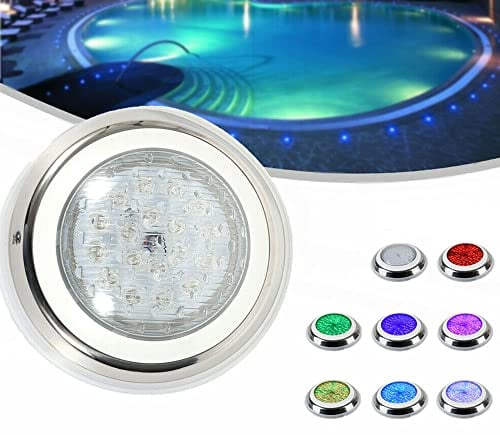 SENDERPICK 54W Schwimmbad Unterwasser Scheinwerfer LED RGB Poolbeleuchtung Poollicht Einbau Poollampe Beleuchtung Poolleuchte IP68 12V