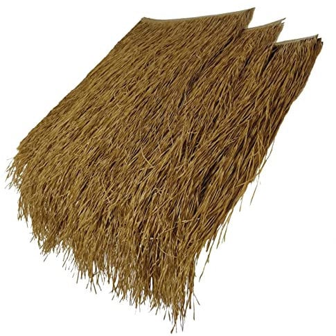 HLILY Simulation Thatch Tile, Artificial Palm Roof Thatch Tile, Fake Thatch Bar Roof Bar Garden Patio Deck Gazebos Wall House/10Pcs