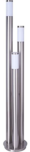 Gartenleuchte 170 cm Wegeleuchten Außen Edelstahl LED Stehleuchte Außen groß, 3 silberne Säulen,3x 3Watt 3x 320lm warmweiß,D 28 cm