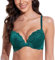 Deyllo Damen Push Up BH mit Blumen Spitze Schalen Bügel BH Gepolstert Elegant(Grün,85B)
