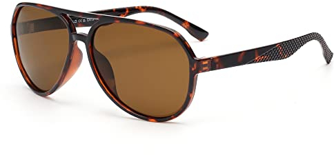 JIM HALO Polarisierte Sonnenbrille Männer Frauen, Retro Pilot Schatten für das Fahren Angeln Schildkröte/Braun