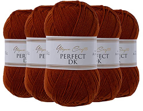 Utopia Crafts DK Double Knitting Yarn, 5X 100g (Cherry Wood)