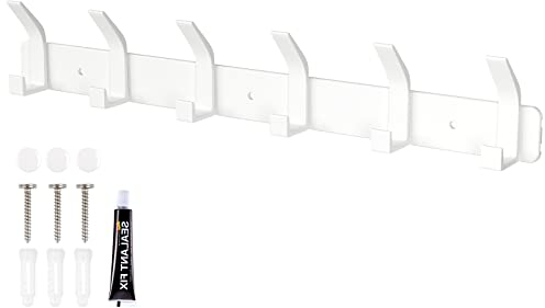 Sarsumir Perchero Pared Blanco Perchero Puerta Con 6 Ganchos Para Colgar Abrigos, Sombreros, Ropa, Bufandas