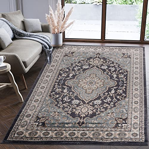 Mazovia Orientalisch Teppich - Traditioneller Teppich für Wohnzimmer, Esszimmer - Orient Teppiche Ornament - ÖKO-TEX Wohnzimmerteppich Grau - 180 x 250 cm