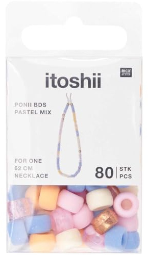 Pony Perlen – Pastellfarben – 9 x 6 mm – 80 Stück