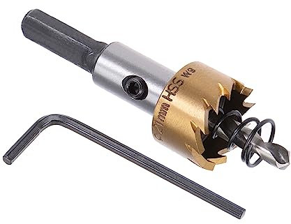 Kozelo 1pcs Hole Saw - [21mm] HSS (High Speed Steel) 4341 Drill Bit Hole Cutter for Stainless Steel Aluminum Metal Wood Plastic Use, Titanium Plated, Triangular Shank