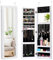 GOPLUS Armoire à Bijoux avec Miroir, Meuble à Bijoux Mural/Suspendu, avec Grand Espace de Rangement, Miroir Pleine Longueur, Miroir de Maquillage Intégré, Montage Mural/Accrocher à la Porte (Blanc)