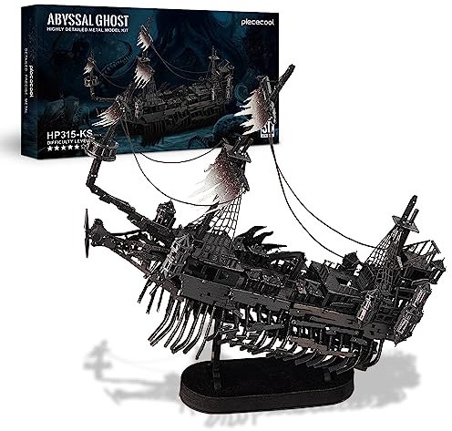 Piececool 3D Puzzle Metal Silent Ghost, Pirate Boat Craft Model Kits for Adults to Build, 3D Puzzles Adult Teens for 304 Stainless Steel Ship, Ideal as Gifts, Home Decoration, DIY, 363 Pieces