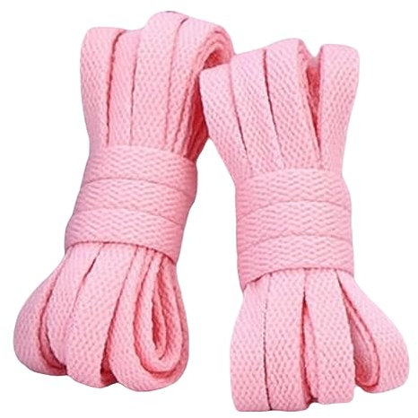 Danraw Stores [PAIRE] Lacets plats souples pour baskets, polyester, sport, décontracté, randonnée, alpinisme, marche, course à pied, rose, 140
