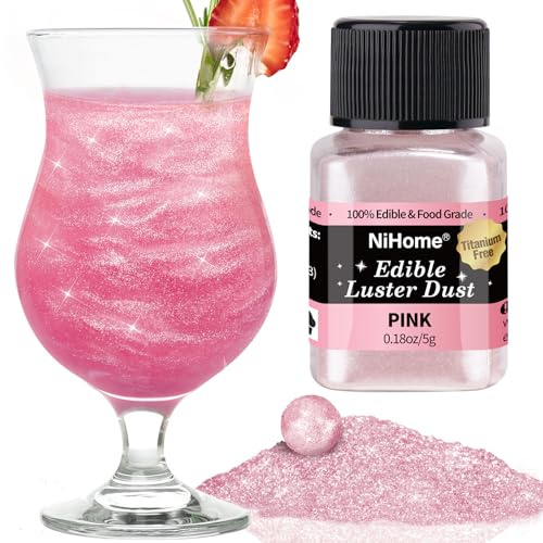NiHome Essbare Glitzer für Getränke Lebensmittel Dekorieren Edible Glitter für Wein Kuchen Süßigkeiten Dessert Bäckerei Vegan Titanfrei (5g/0.18oz, Rosa)