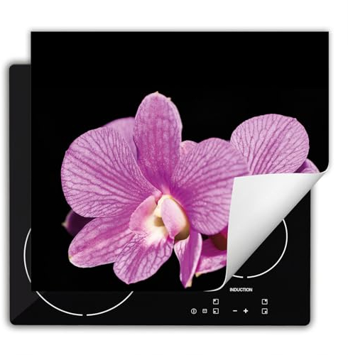 DarHaus Herdabdeckplatte Einteilig Küche Herdabdeckung Ceranfeld Herdabdeckplatten Anti Rutsch Matte Aufrollbar 60x52 cm, schwarz - Blume