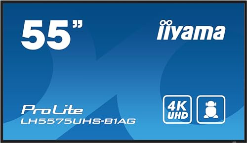 iiyama Prolite LH5575UHS-B1AG 139cm 54,6 Digital Signage Display IPS LED Panel 4K UHD HDMI DP in/Out USB2.0 RS-232c RJ45 Mediaplayer Android-OS WiFi SDM-L Micro-SD 24/7 schwarz