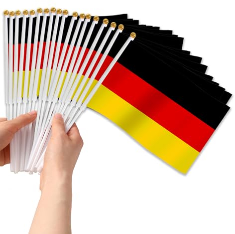 AEYAKA Klein Deutschland Flagge, 30 unidades de banderas alemanas miniatura para fans de la Eurocopa, Copa del Mundo, Euro, Juegos, decoración de fiestas en casa y jardín, bar - 14 x 21 cm