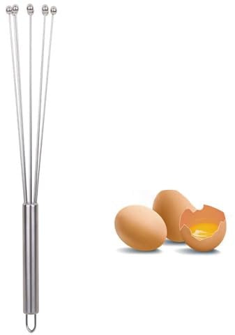 Ball Whisk Stainless Steel Ball Whisk Rust-Proof Bead Ball Egg Whisk Egg Beater Manual Mixer for Cooking Whisking Blending Beating Stirring