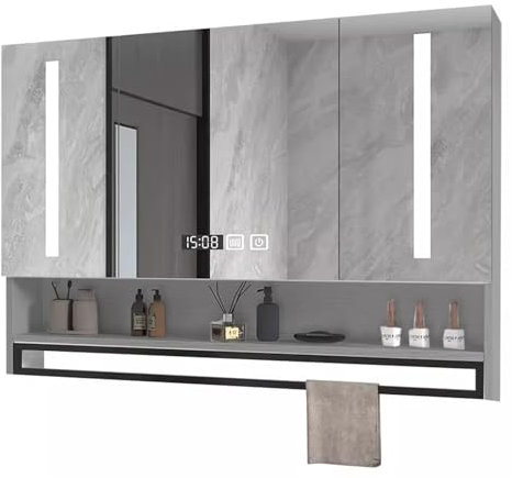 Armoire de Toilette avec Anti-buée,armoire salle de bain miroir led,armoire de toilette miroir,miroir salle de bain led,armoire de toilette anti-buée pour salle de bain(Gray,W120*H80cm/W47.2*H31.4in)