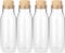 HEFTMAN Glass Carafe Bottles 4 Pack - 1 litre Glass Bottles with Cork Lid, Clear Glass Bottle for Hot & Cold Beverages, Reusable Fabric Softener Jars, Laundry Detergent Storage Bottles with Stoppers