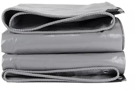 Lona Resistente de 2 x 2 m, 3 x 3 m, Impermeable, de PVC, Color Gris, con Ojales Reforzados, para Piscinas, Barcos, caravanas, Camping(3x3m)