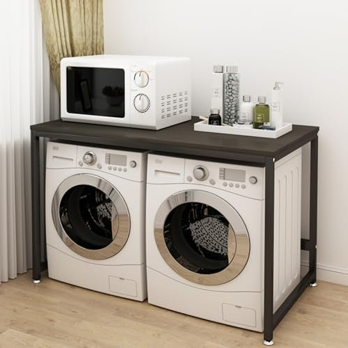 Support de Sèche-Linge Armoire de Rangement Double pour Machine à Laver, Support de Rangement pour Buanderie, Salle de Bain et Toilettes, 128 * 60 * 99 cm, Porteur 150 kg (Couleur : Nero)