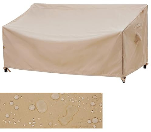 F&J Outdoors Gartensofa Abdeckung Wasserdicht 208x99x66/91cm Patio Abdeckungen für Outdoor-Möbel Gartenbank Abdeckungen 3-4 Sitzer Beige Heavy Duty Stuhl Abdeckung Rainproof Fabric Sofa Protector