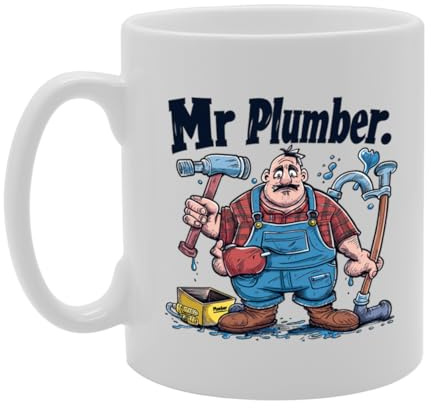 Coralgraph MG6287 Mr Plumber Ceramic Mug - Ideal for Plumbers, Pipefitters, and Plumbing Enthusiasts - 11oz Coffee Mug with Fun Design