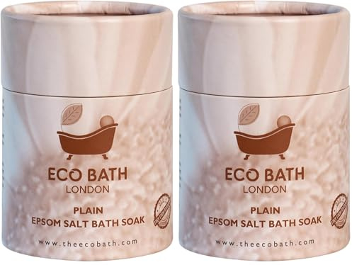Eco Bath London Plain Epsom Salt Bath Soak - Tube 250g, 100% Pure Epsom Salt, Magnesium Bath Salts for Skin Care (Pack of 2)