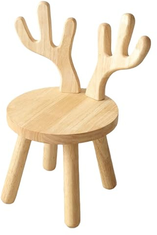 CEIEVER Kinderstuhl Holz, Kinderzimmer Kinder Stuhl 45X26X26CM Hocker mit Rückenlehne Kinderfreundliches Design Kindermöbel zum Essen,Lesen,Spielen (REH)