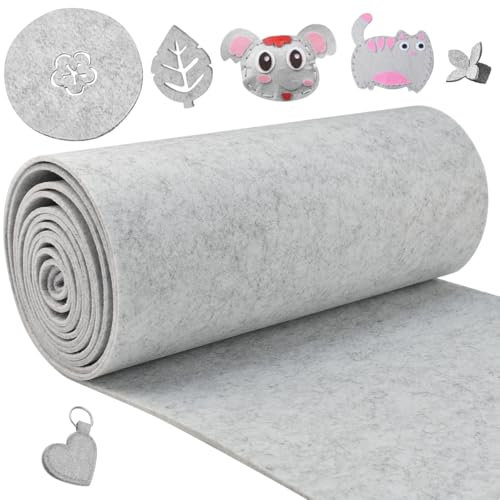 KYYGKY Rouleau de Feutre 30 * 300cm, Rouleau de Tissu en Feutre, Feutrine Rouleau Gris, Feutrine au Metre, Feutrine Couture, Tissu en Feutre Loisir Creatif 3mm pour Sac de Crayon, Tapis de Table, DIY