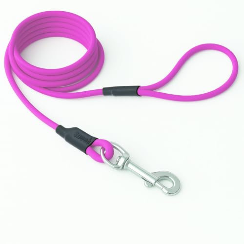 5m Schleppleine Hunde, Wasserfeste Hundeleine Rundleine mit Handschlaufe, Robuste Freilauf-Trainingsleine pink, bis 35kg