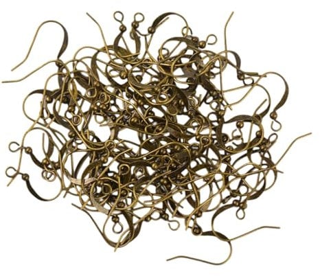 Jewellery-Making, 100 Pcs Antique Bronze Ear Hooks Brass Flat Fish Hooks Earring Findings Hypoallergenic Nickel Free Jewelry with Large Loop