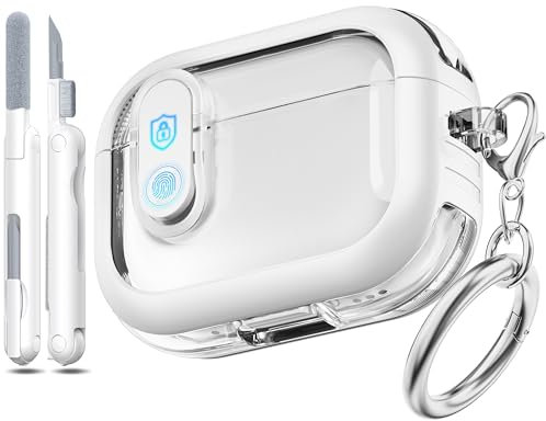 MHYALUDO para Airpods Pro 2.ª generación Funda con Cierre Seguro, Compatible con Airpods Pro Case 2.ª/1.ª generación, TPU Transparente Transparente de Grado Militar a Prueba de Golpes. Blanco