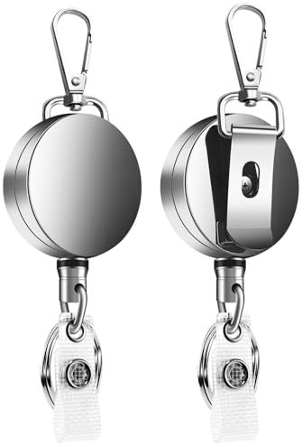 Okeeyseda 2 StüCke Einziehbarer Zug SchlüSsel Ring ID Abzeichen Lanyard Name Tag Karten Halter RüCkstoß Rolle GüRtel Schnalle