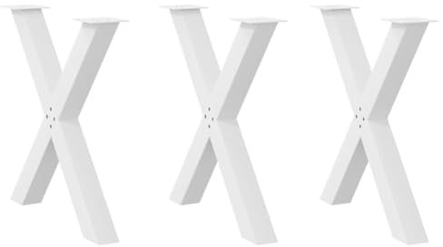 WKIEQACO Accessoires de table, pieds de table, pieds de table à manger en forme de X, 3 pièces, blanc, 80 x (72-73) cm en acier