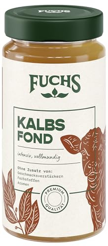 Fuchs Gewürze - Kalbs Fond, 400 ml im wiederverschließbaren Glas | Basis für Suppen und Saucen, Ohne Geschmacksverstärker, Farbstoffe oder Palmfett, Gluten- und laktosefrei