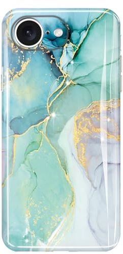 luolnh Gold Glitter Sparkle Case Compatible with iPhone 16e Case Marble Design Shockproof Slim Soft Silicone TPU Bumper Cover Phone Case for iPhone 16E 6.1 Inch 2025(Abstract Mint)