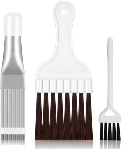 Spazzola per Pulizia del Condizionatore,3 Pezzi Kit Pulizia Asciugatrice, Pennello per Asciugatrice, Spazzolino per Condensatore Asciugatrice, Pettine per Radiatore, Per Condizionamento/Frigoriferi