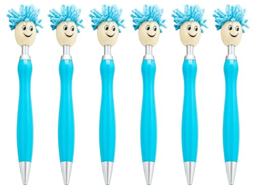 6pcs Smooth Writing Pen Mop Head Pen Press Pen 1.0mm Retractable Ballpoint Pen for School Office