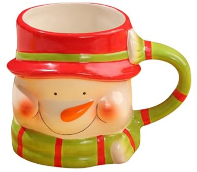 Gcljlmy Tazas de café navideñas, lindas tazas de cerámica, tazas esmaltadas, tazas de chocolate caliente para decoración de mesa de Navidad, decoración de bar de café, muñeco de nieve