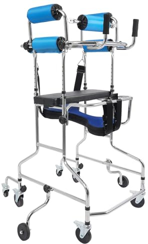 Gångstöd, gångbock med 8 hjul, rullator, gångram med justerbar höjd 116–140 cm och bredd 20–35 cm stående walker för personer med begränsad rörlighet