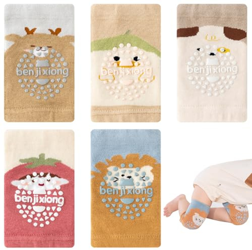 Qaestuan Genérico Rodilleras Bebe Gateo, 14 x 8cm Rodilleras Elásticas para Bebé, Algodón Peinado Rodillera para Niños, Transpirable y Antideslizante, Adecuado para Bebés de 0 a 5 Años