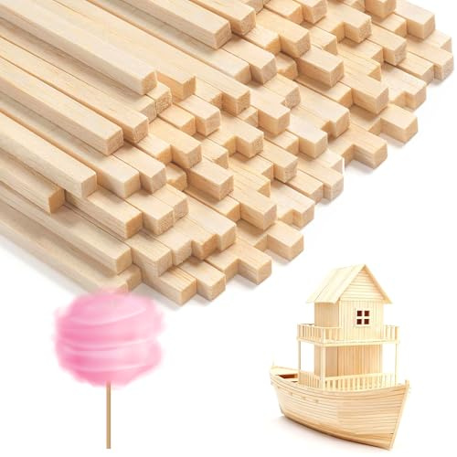 Zorplex 200 Stück Zuckerwattestäbe, Eckige Holzstäbchen aus Bambus für Zuckerwattemaschine, Lebensmittelgeeignet, Ideal zum Basteln, Modellbau (Rechteckig 30cm*3mm)